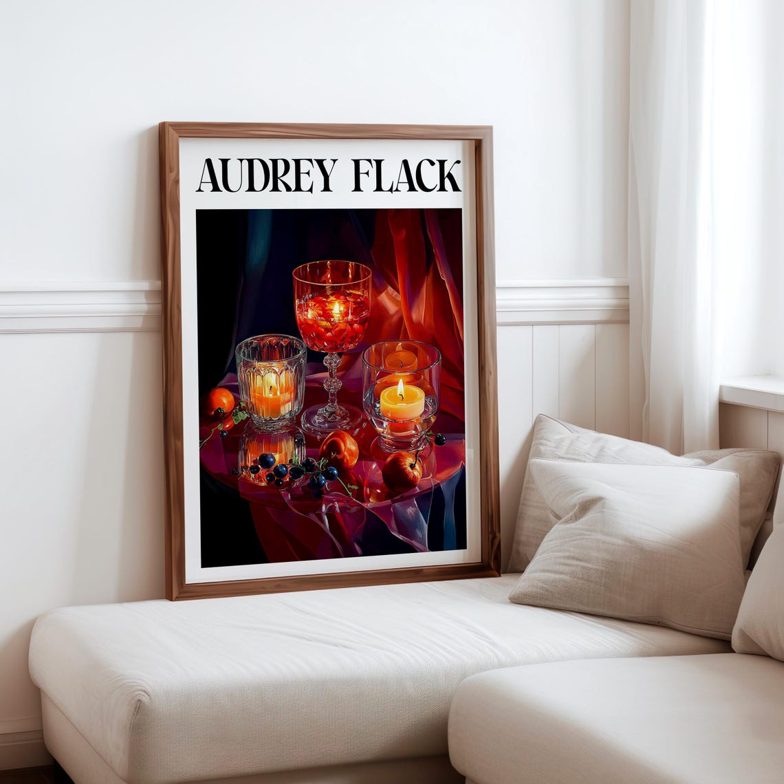 Audrey Flack Inspired Red Glass Candlelight Dramatic Drapery Poster
