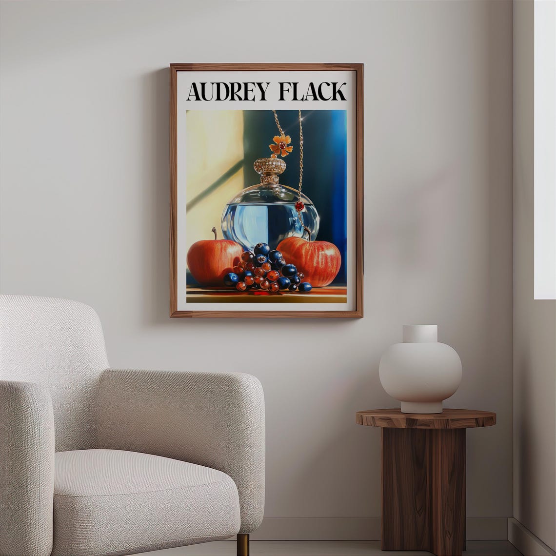 Audrey Flack Perfume Decanter Apples Grapes Pendant Still Life Print - Image 2