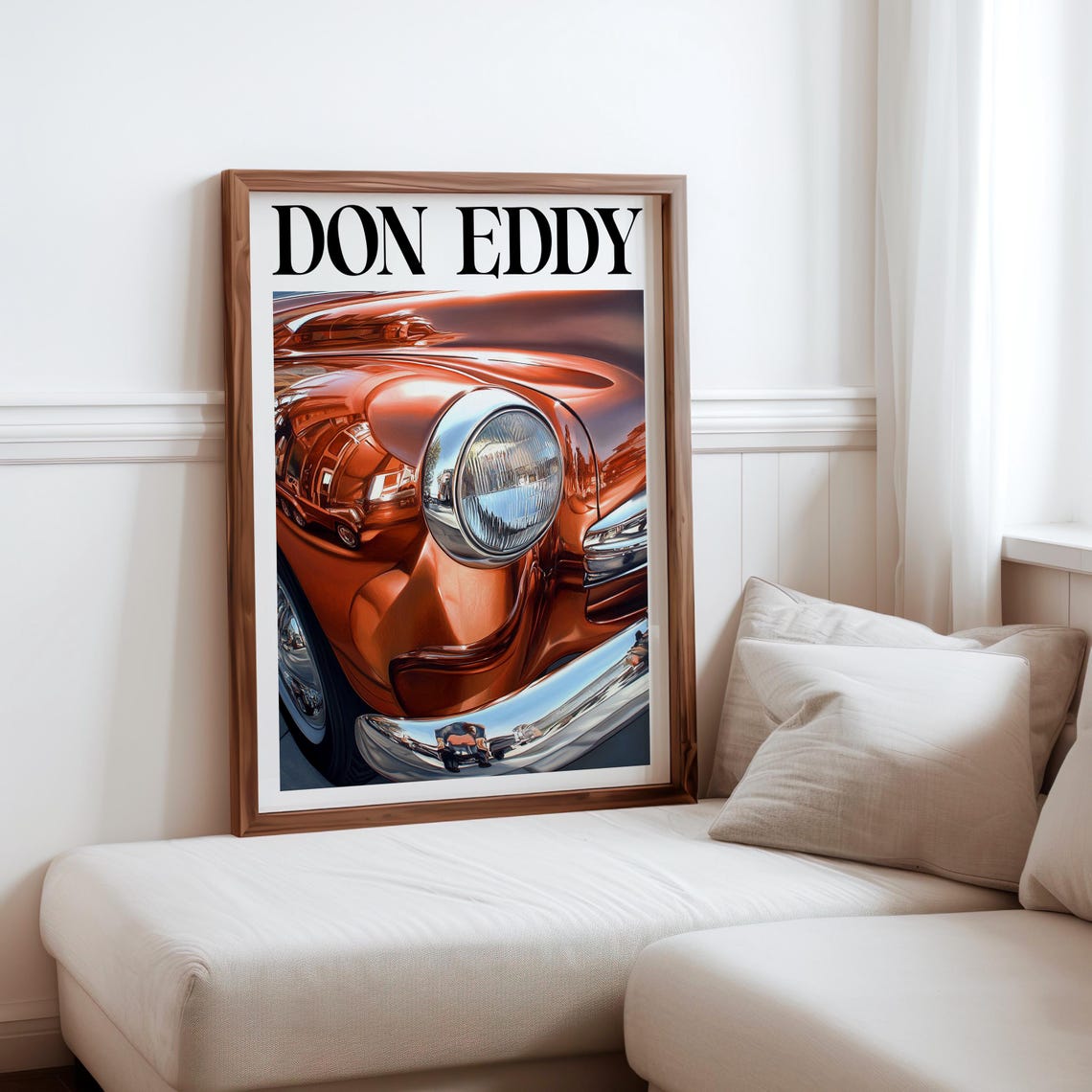 Don Eddy Style Orange Classic Front Headlight Fender Detail Poster