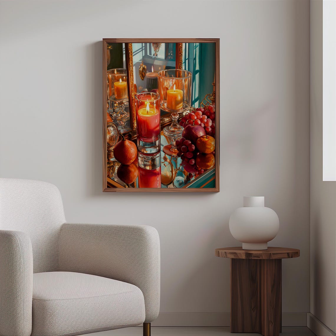 Audrey Flack Inspired Candles Grapes Mirror Still Life Warm Glow Print - Image 2