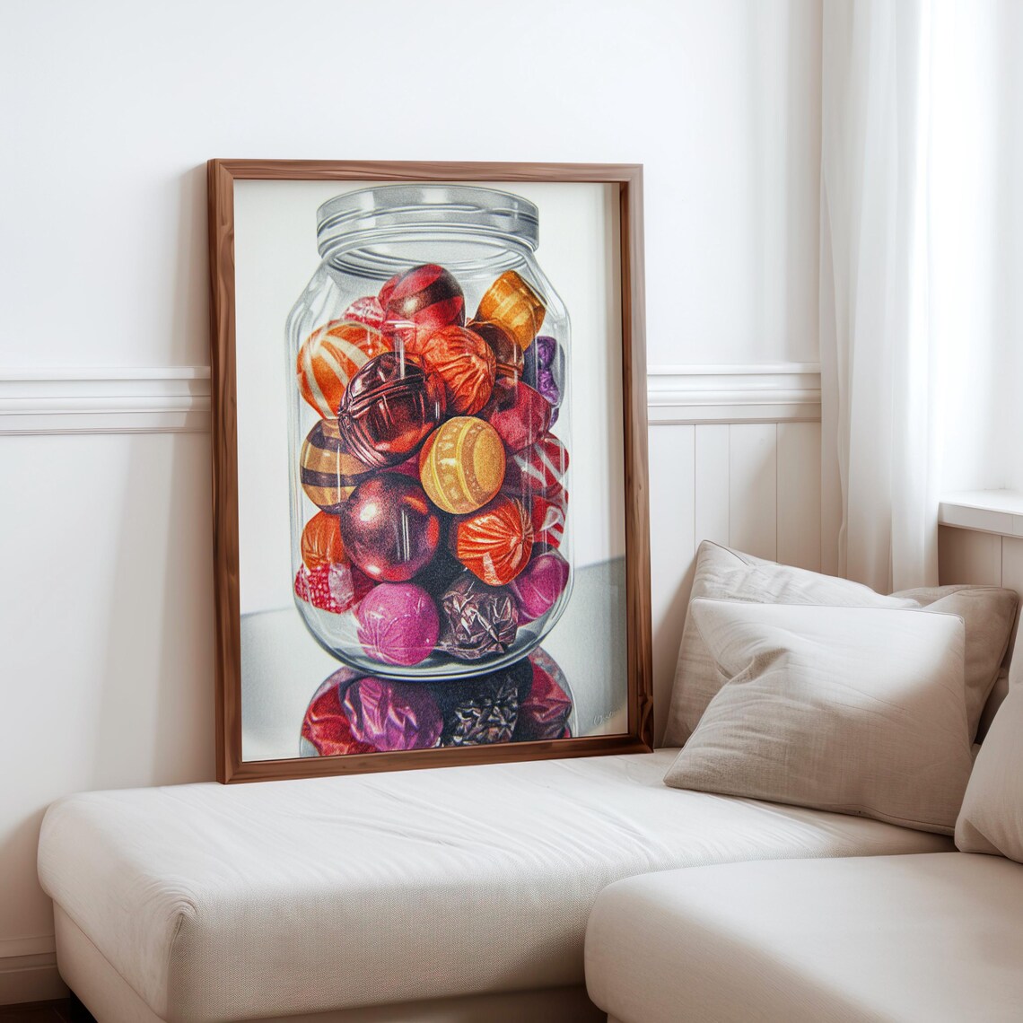 Foil Wrapped Candies Glass Jar Still Life Photorealism Art Poster