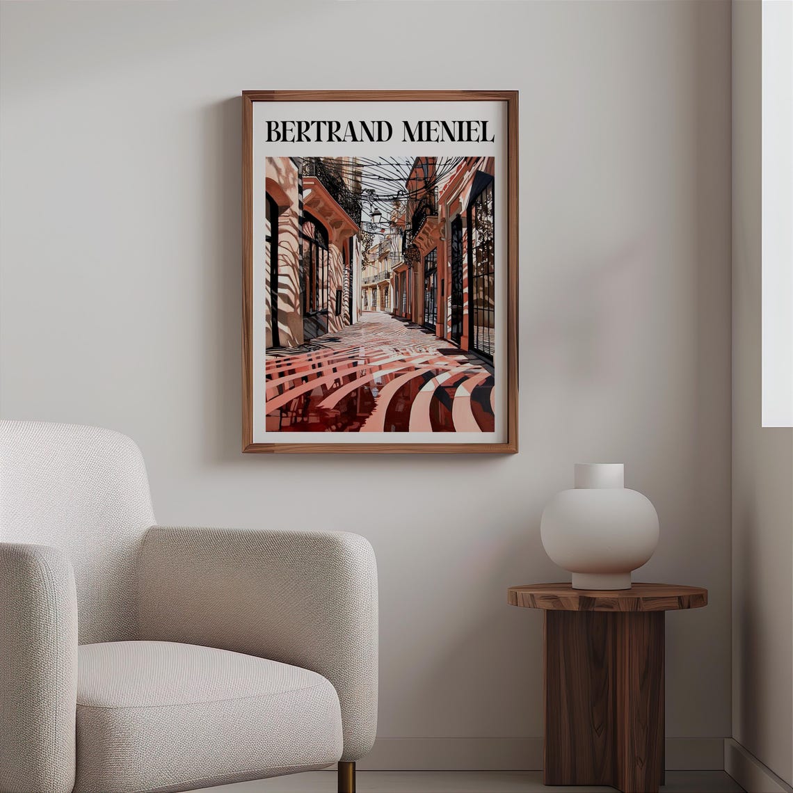 Bertrand Meniel Inspired Terracotta Wet Alley Reflection Art Poster - Image 2