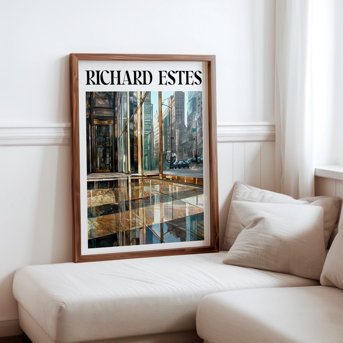 Richard Estes Inspired Skyscraper Entrance Glass Reflection Print