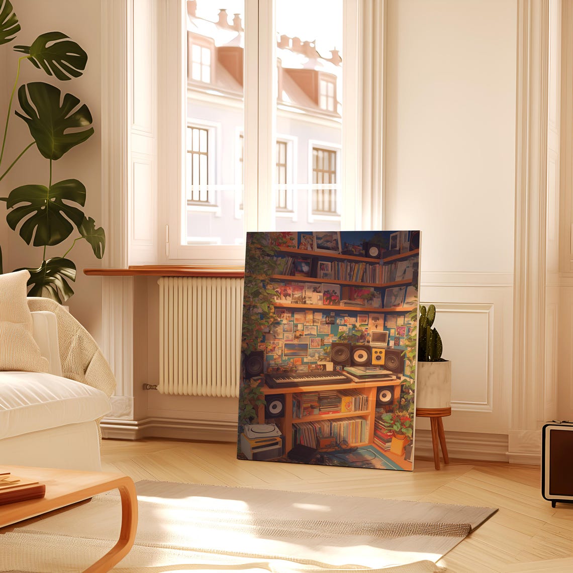 Cozy Lofi Music Room Vinyl Keyboard Retro Aesthetic Corner Poster - Image 3