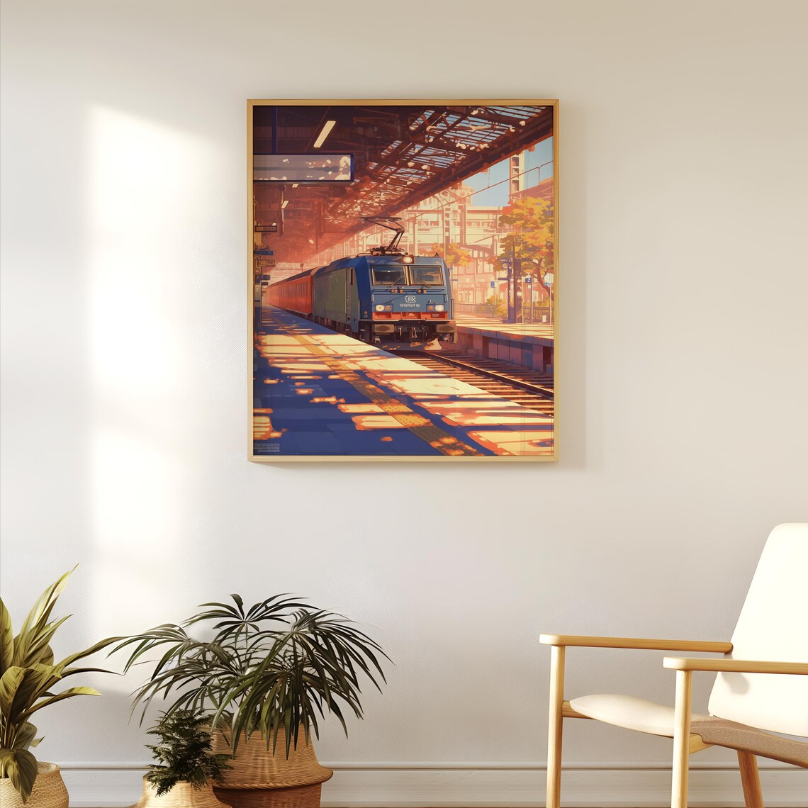Anime Train Station Sunset Locomotive Japanese City Travel Poster - Image 3