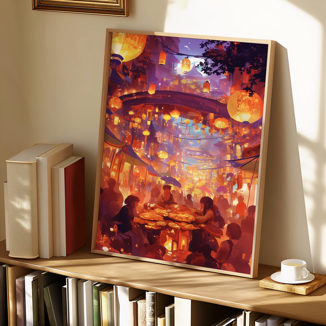 Anime Night Market Glowing Lanterns Street Food Festival Poster - Image 2
