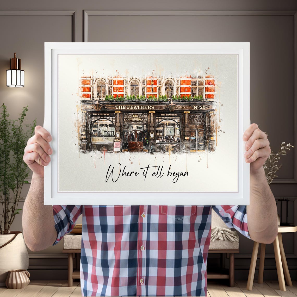 Personalized Watercolor Blue Pub Portrait Since 2025 Gift Poster - Image 2