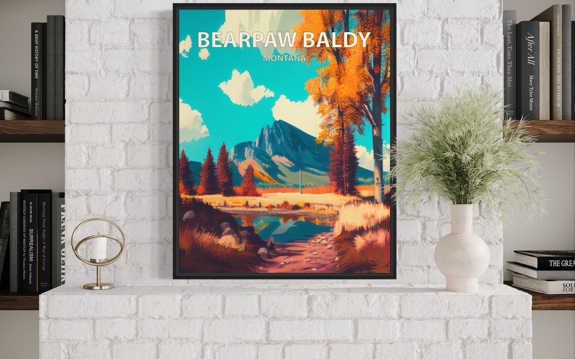 Bearpaw Baldy Montana Rocky Peak Pond Reflection Fall Art Poster - Image 2
