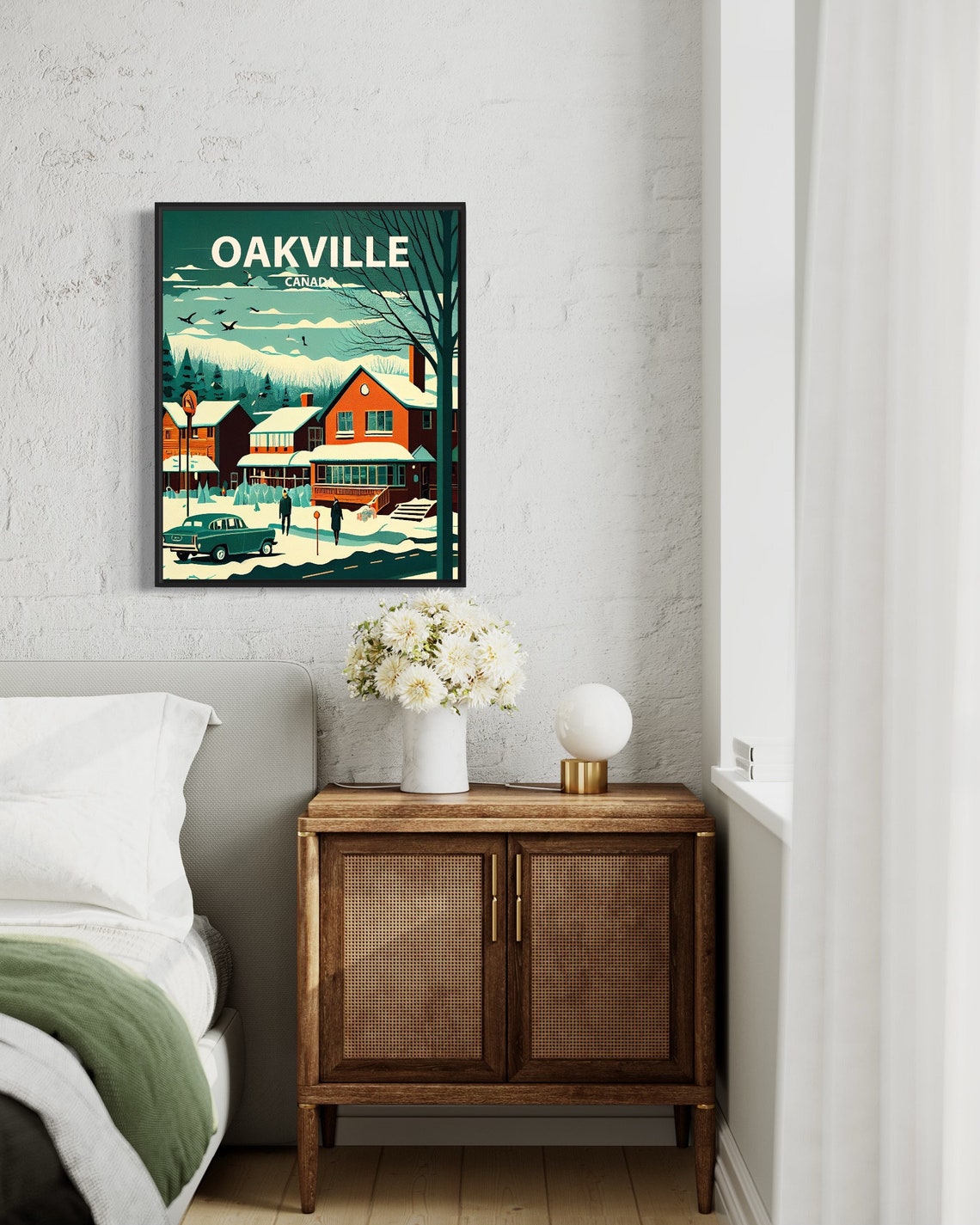 Oakville Canada Snowy Small Town Street Vintage Travel Poster - Image 2