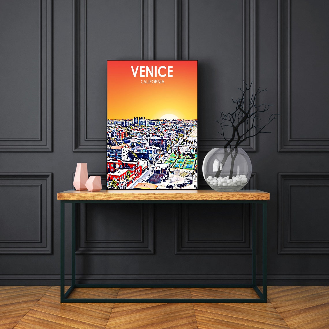 Venice California Beach District Sunset Cityscape Pop Art Poster - Image 3