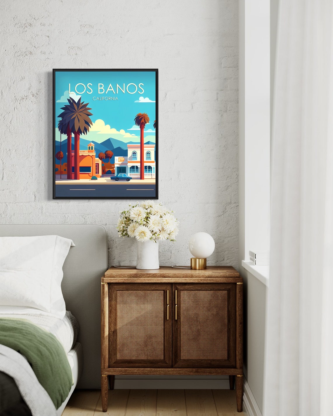 Los Banos California Main Street Palms Retro Classic Scene Poster - Image 2