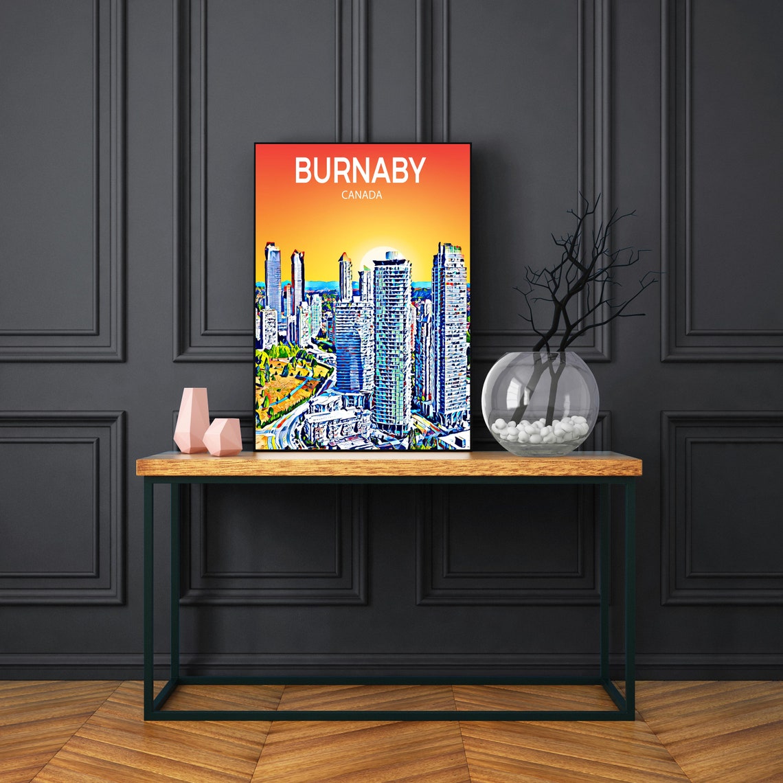 Burnaby Canada Glass Skyscrapers Sunset Pop Art City Travel Poster - Image 3