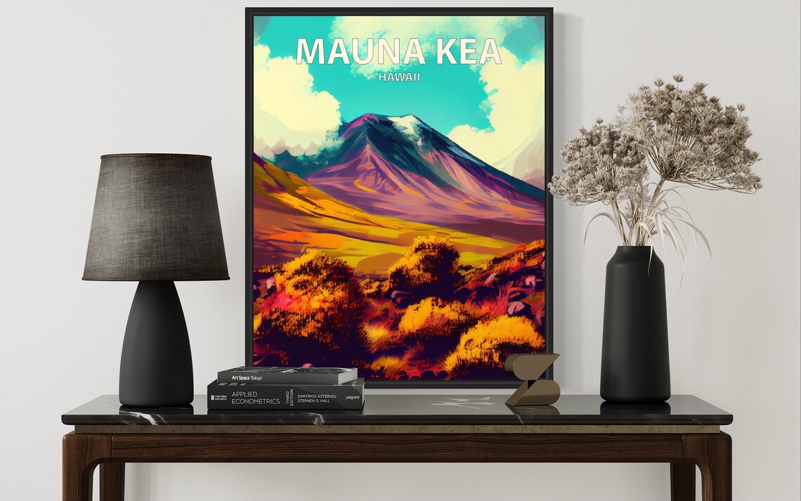 Mauna Kea Hawaii Volcano Mountain Retro Landscape Travel Poster - Image 2