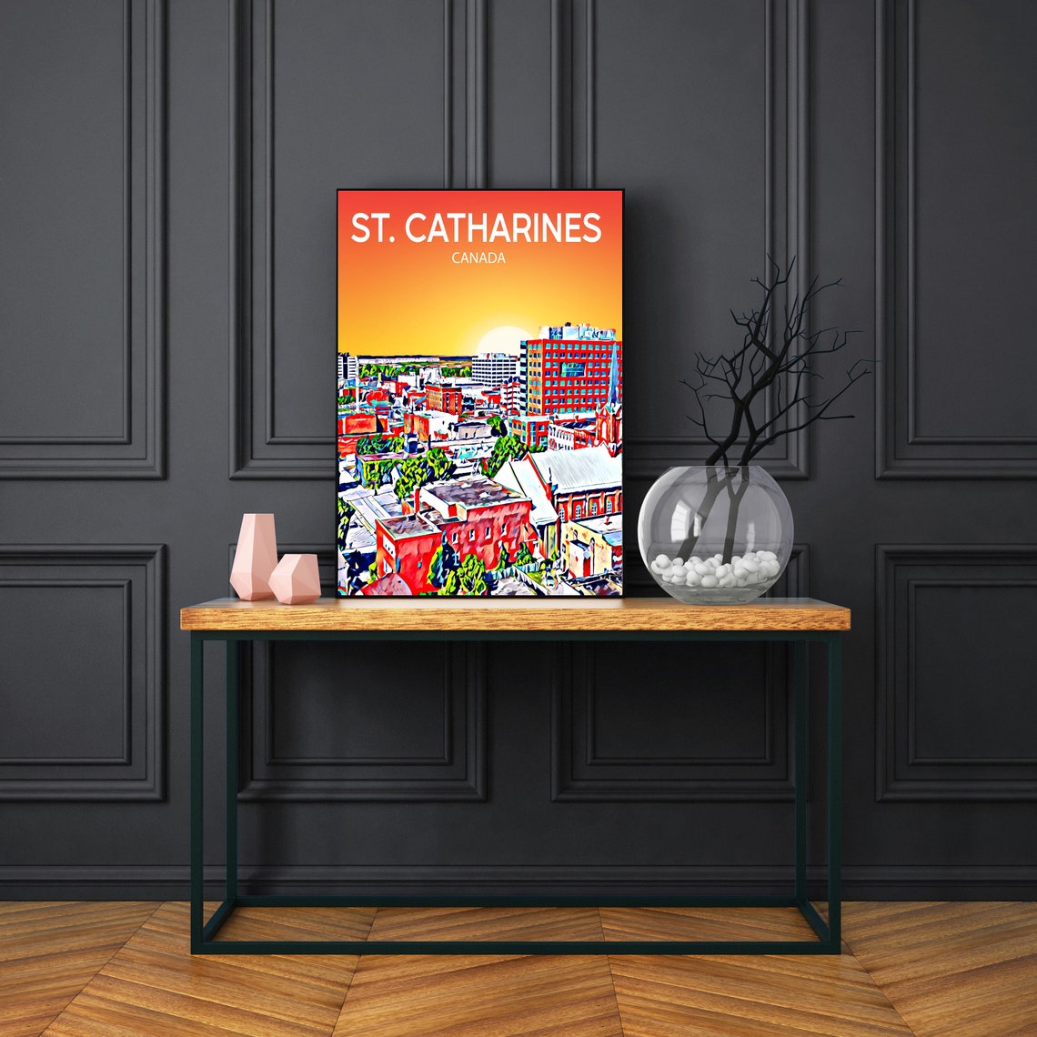 St Catharines Canada Sunset Downtown Skyline Colorful Poster - Image 3