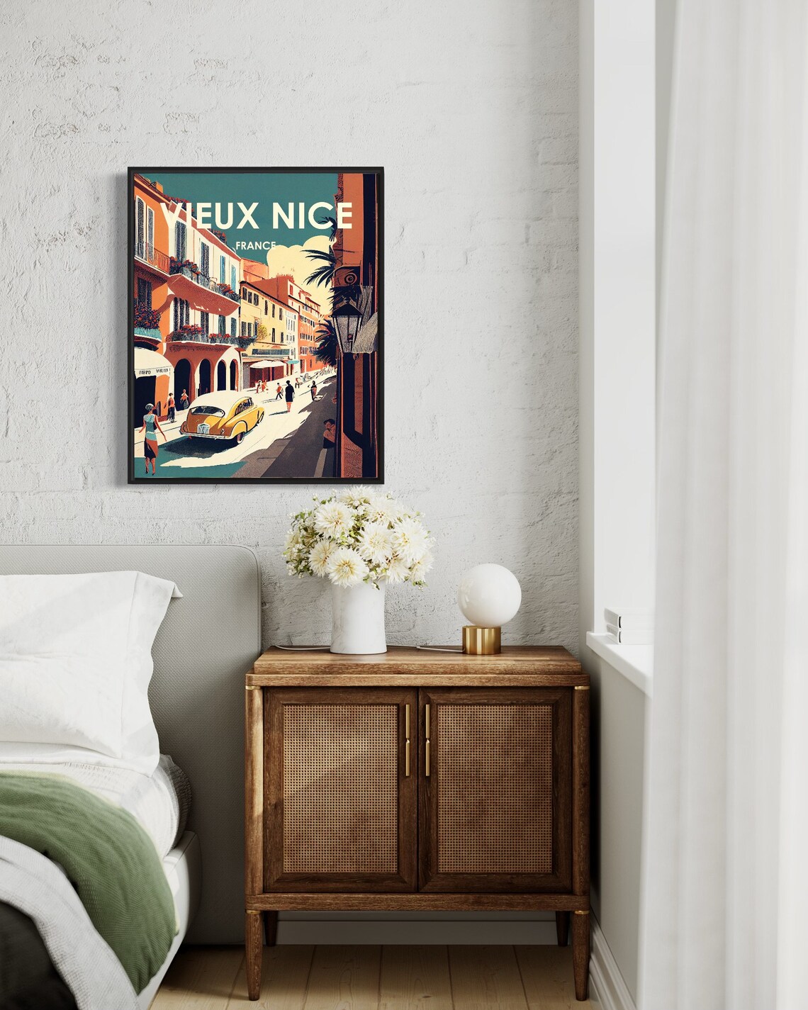 Vieux Nice France Old Town Riviera Street Vintage Car Poster - Image 3