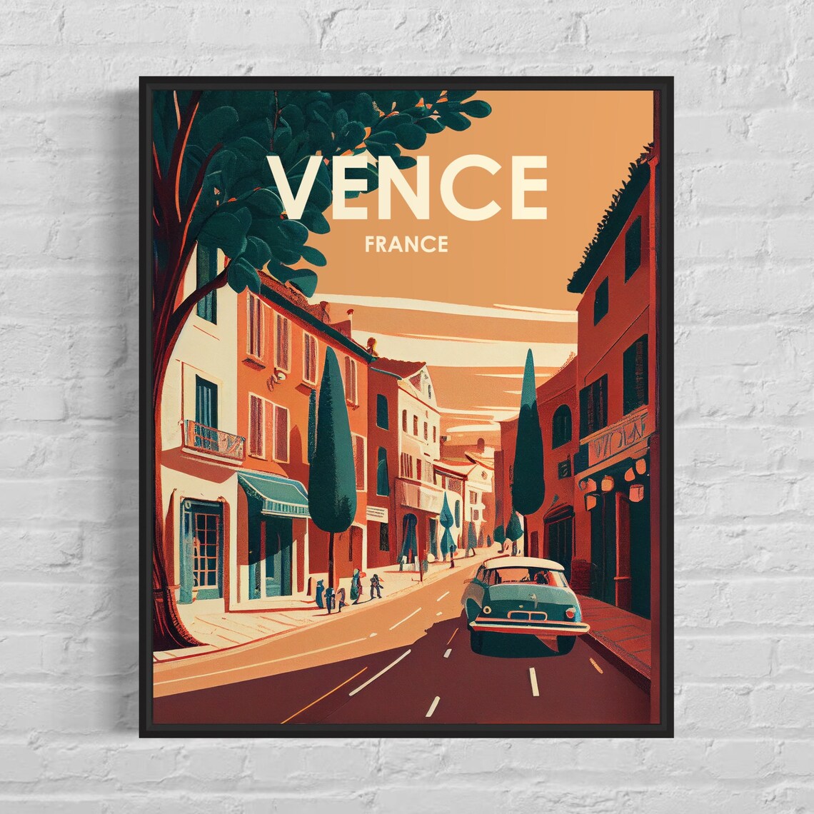 Vence France Old Town Terracotta Street Golden Sunset Poster
