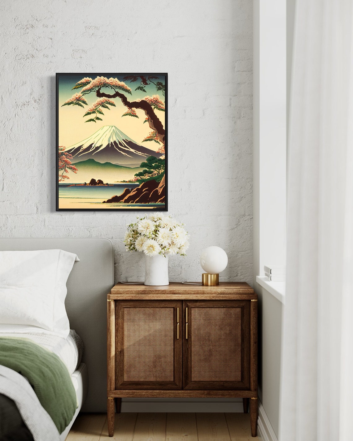 Mount Fuji Snowcapped Peak Cherry Blossoms Vintage Japanese Poster - Image 2