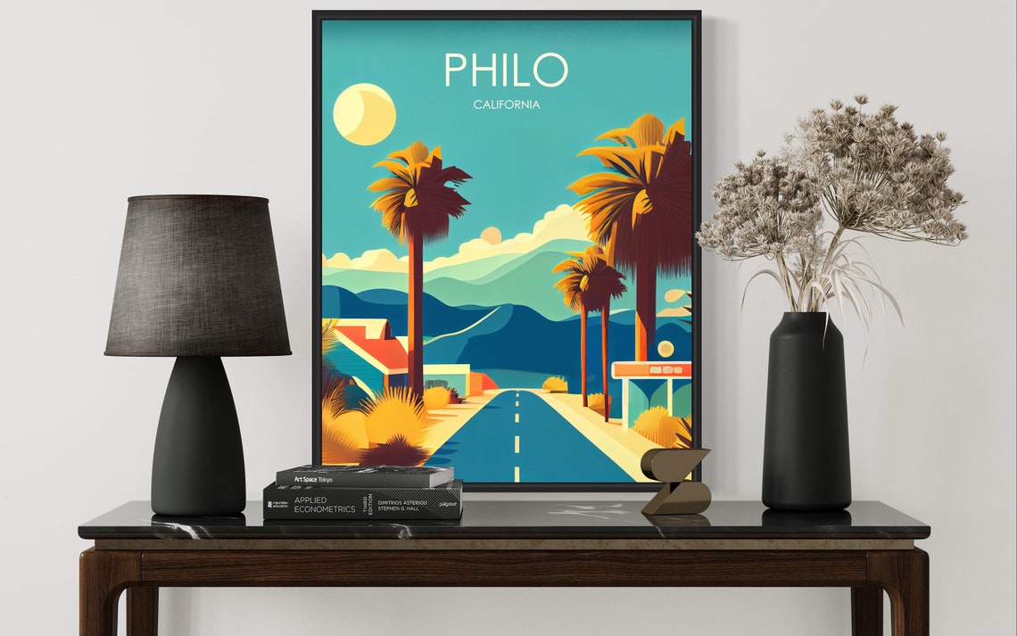 Philo California Desert Highway Palm Trees Mountain View Poster - Image 3