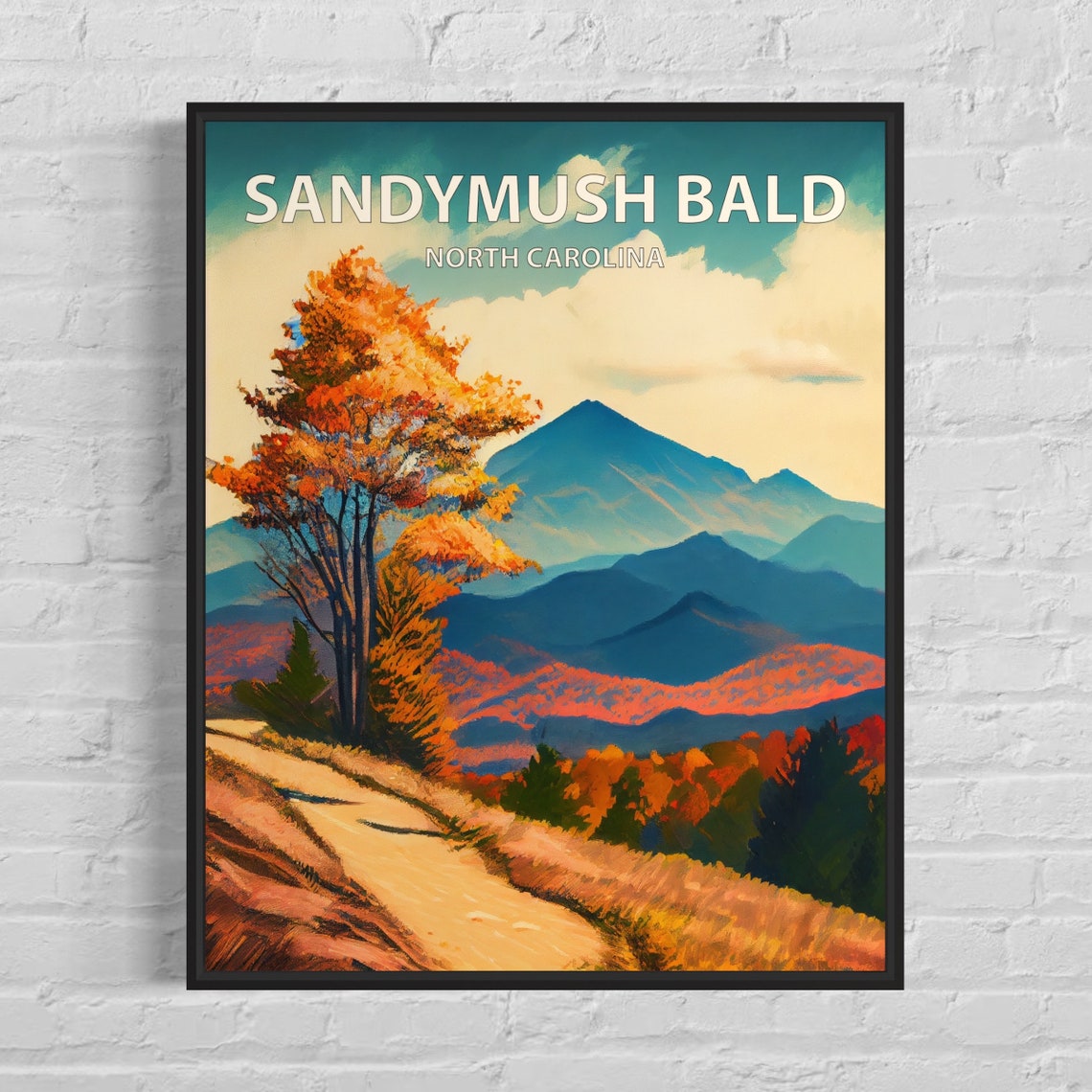 Sandymush Bald North Carolina Blue Ridge Autumn Trail Art Poster