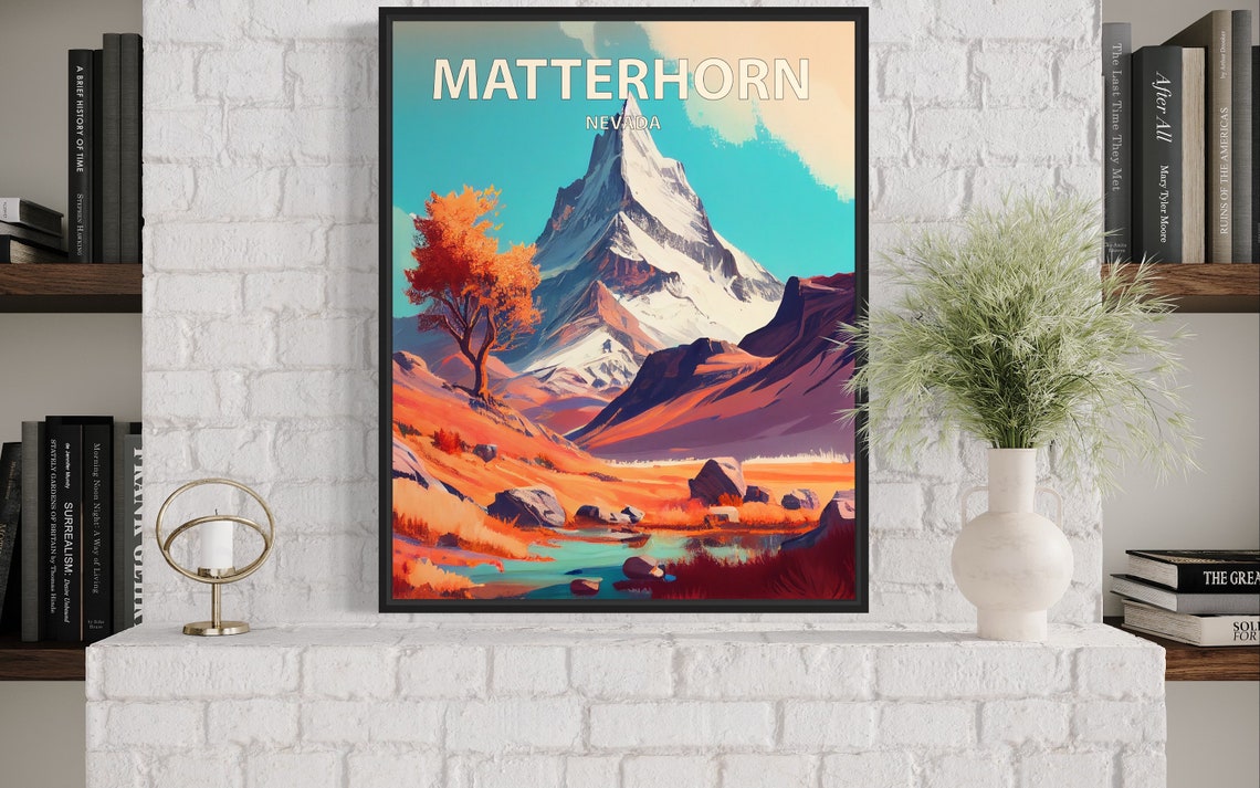 Matterhorn Nevada Pyramid Peak Alpine Stream Autumn Hills Poster - Image 3