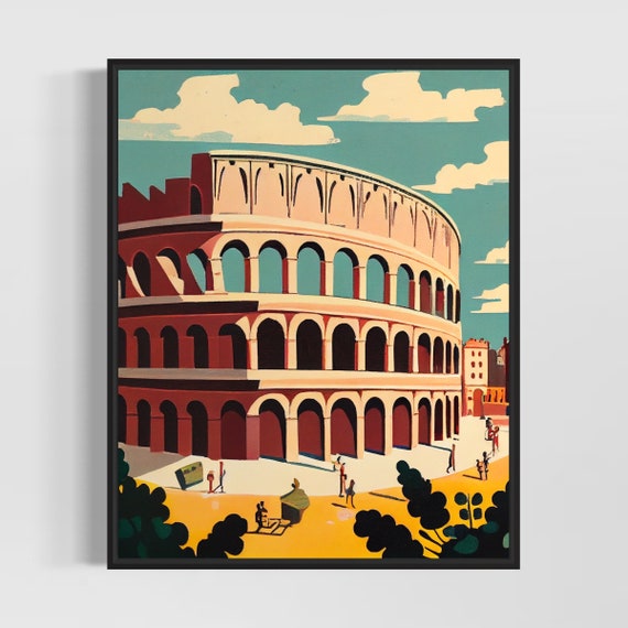 Colosseum Retro Art Print Colosseum Wall Art Illustration Colosseum Vintage Minimal Design Poster