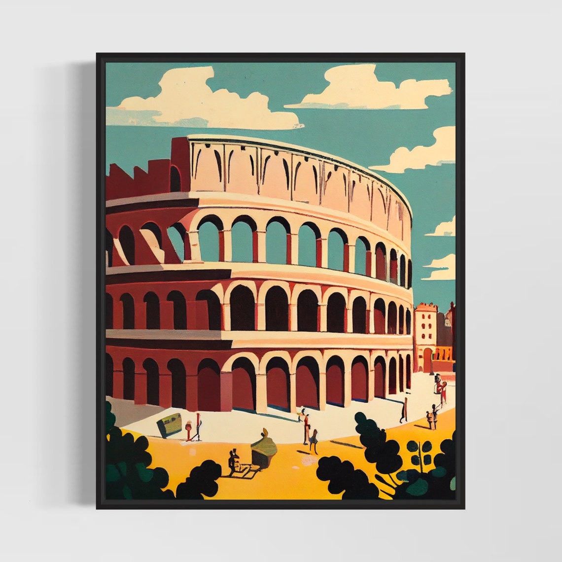 Colosseum Rome Italy Ancient Amphitheater Retro Landmark Poster