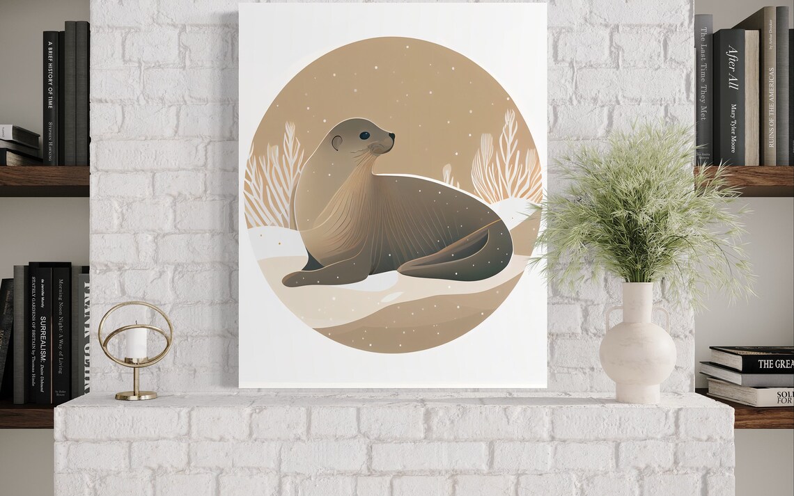 Seal Retro Art Print Seal Illustration Seal Vintage Minimal Design Poster - Image 3