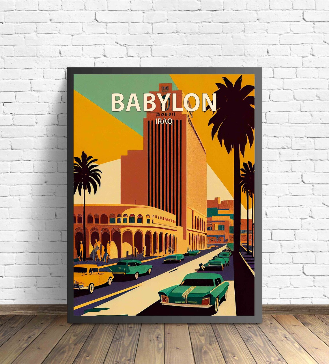 Babylon Iraq Vintage Street Classic Cars Retro Travel Poster - Image 3