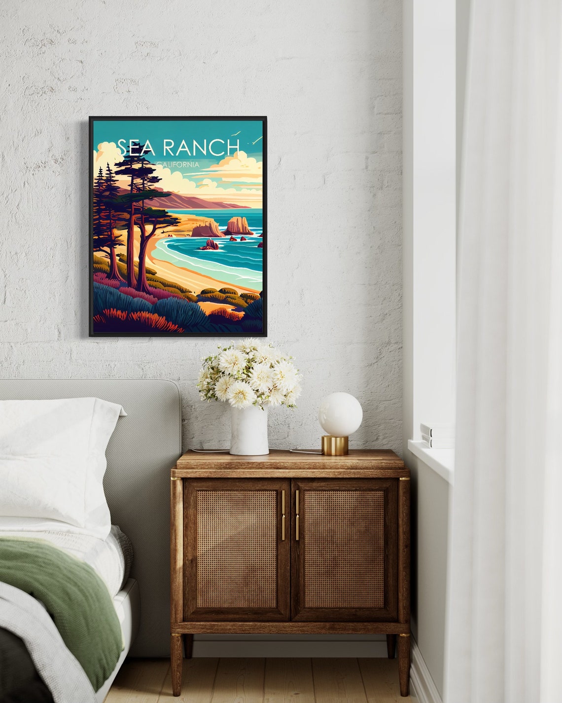 Sea Ranch California Coastal Pines Beach Sunset Scenic Art Poster - Image 3