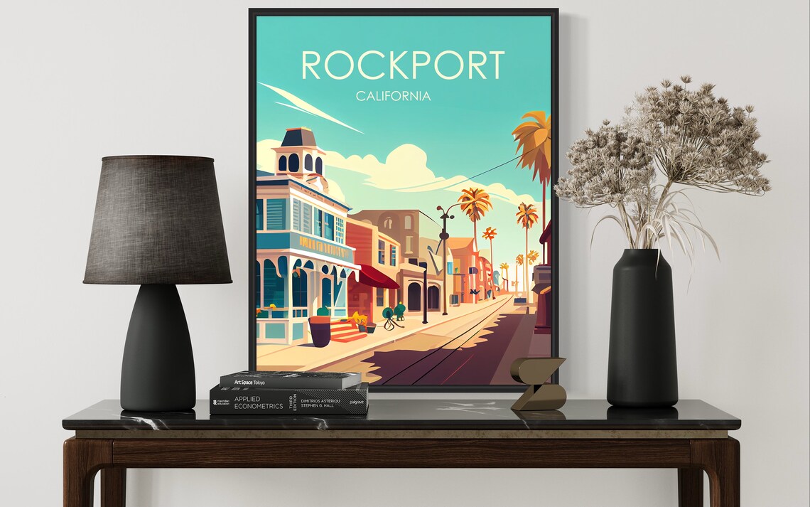 Rockport California Victorian Main Street Retro Travel Art Poster - Image 3