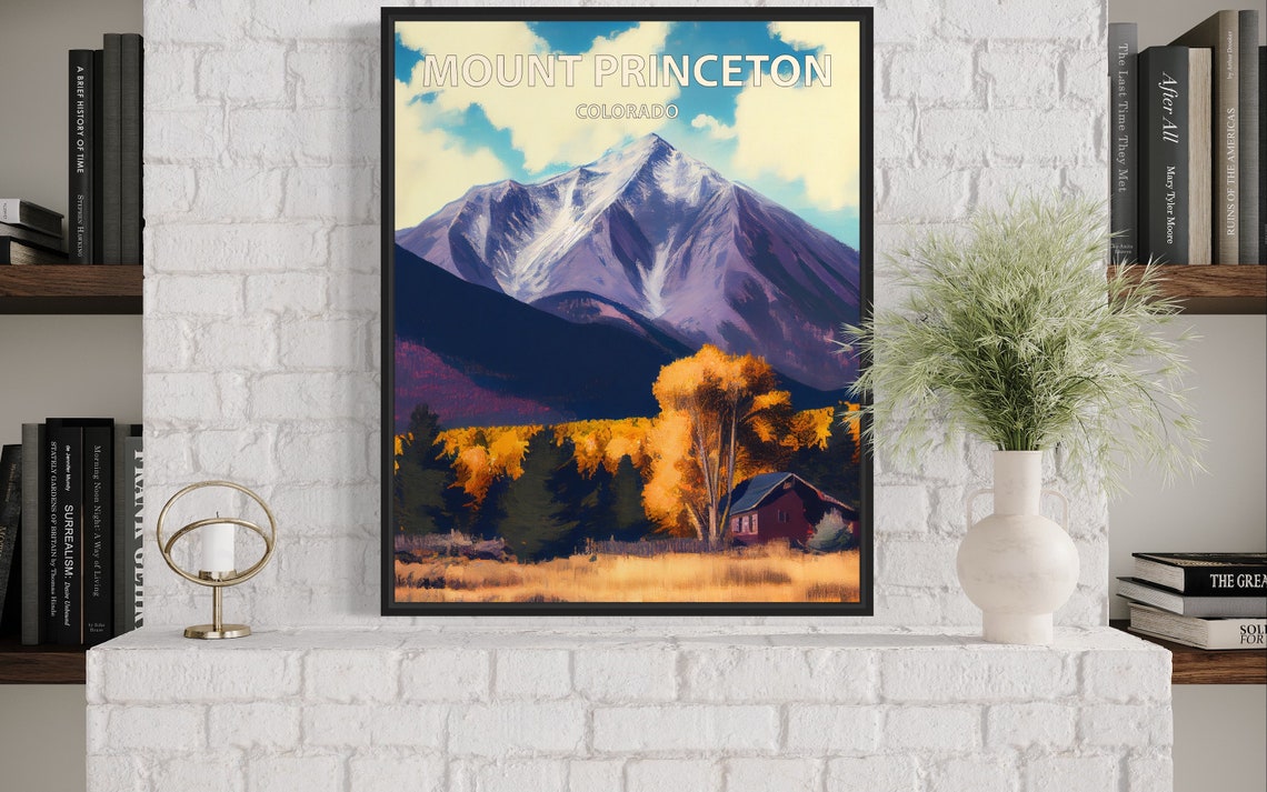 Mount Princeton Colorado Snowy Peak Autumn Aspens Art Poster - Image 3