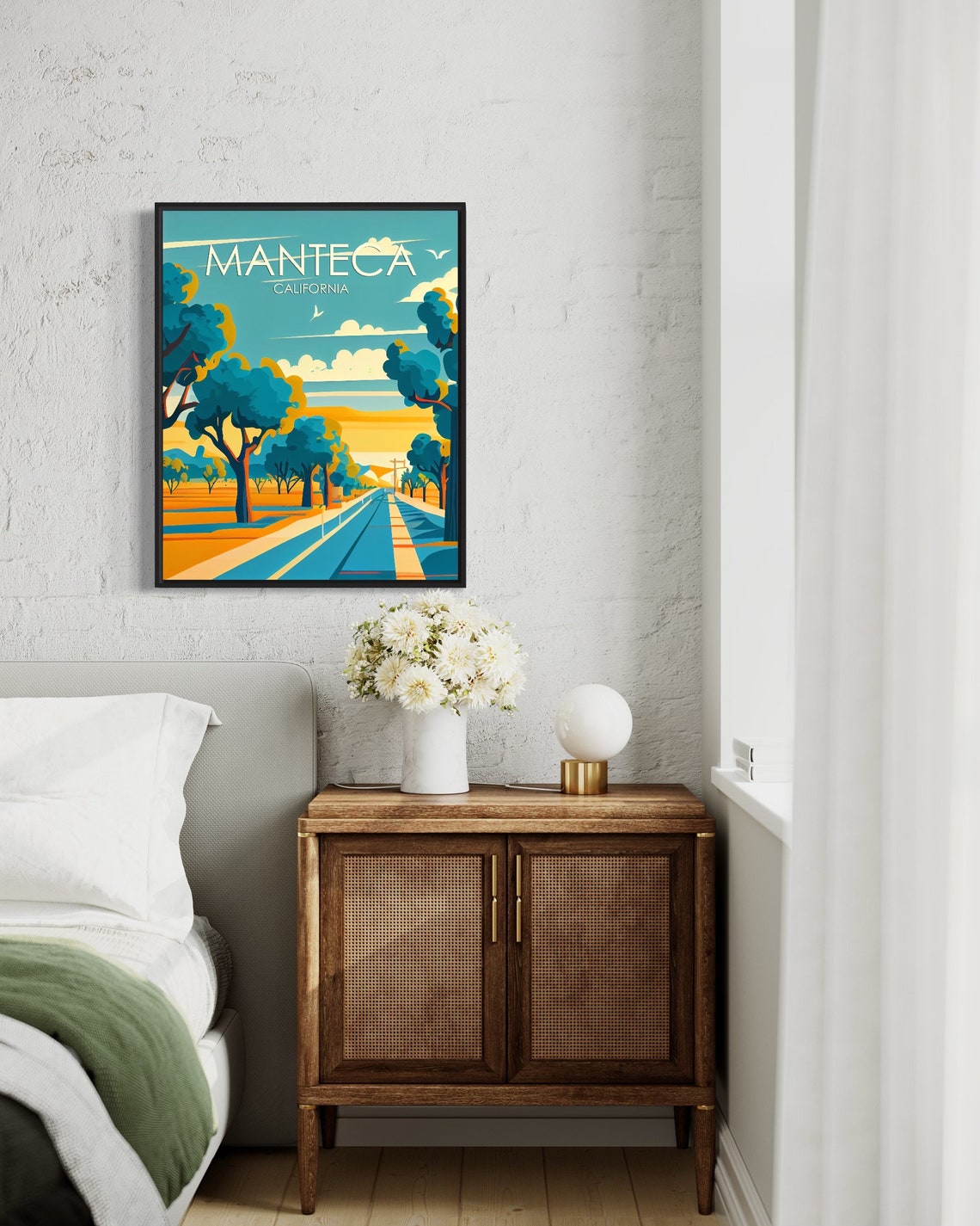 Manteca California Vintage Golden Countryside Road Sunset Poster - Image 3