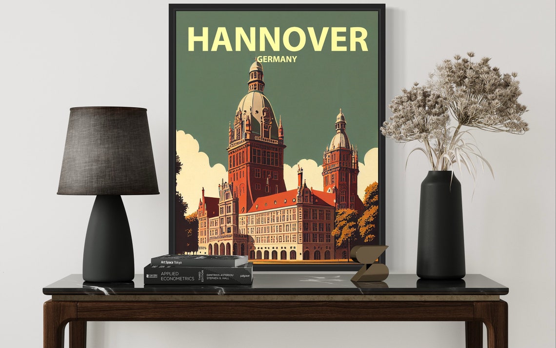 Hannover New Town Hall Vintage Minimalist Travel Poster Germany - Image 3