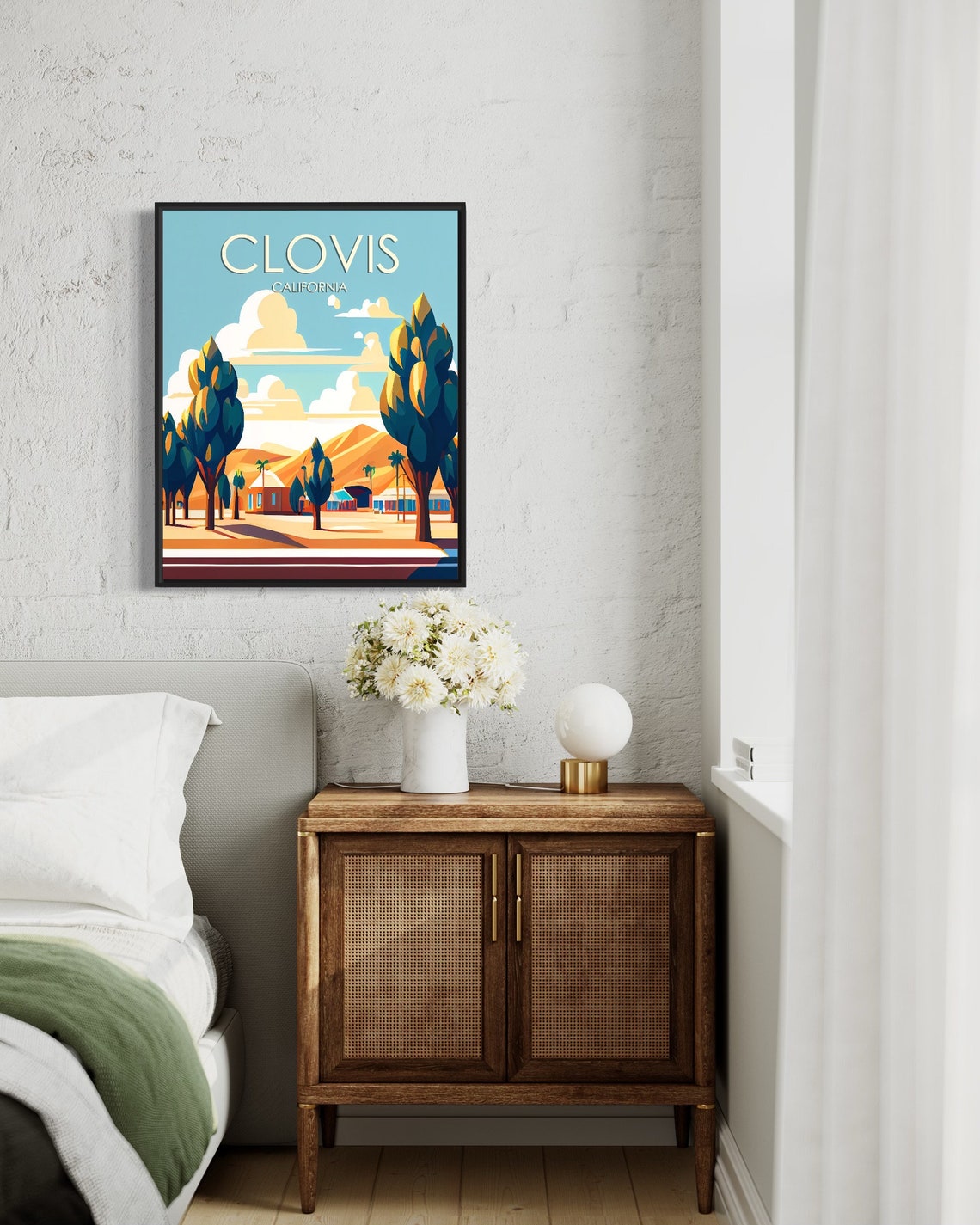 Clovis California Vintage Downtown Street Scene Travel Poster - Image 2