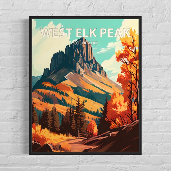 West Elk Peak Colorado Jagged Summit Above Autumn Forest Poster