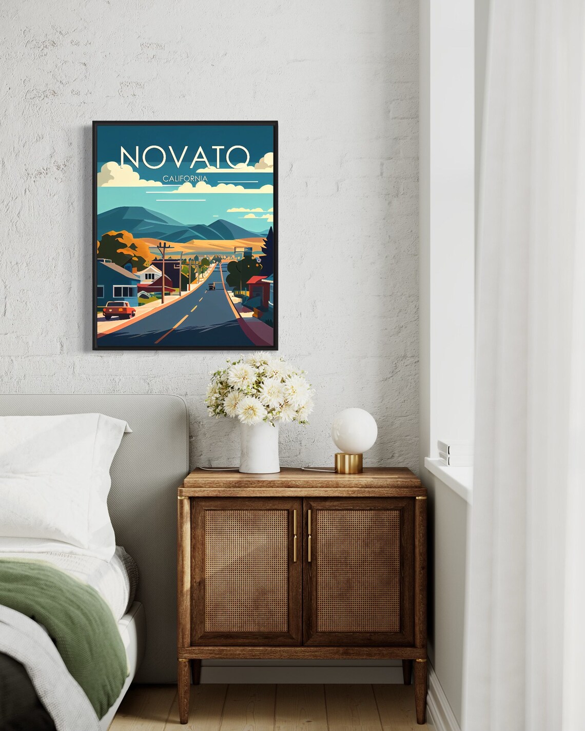 Novato California Suburban Highway Mountain View Retro Travel Poster - Image 2