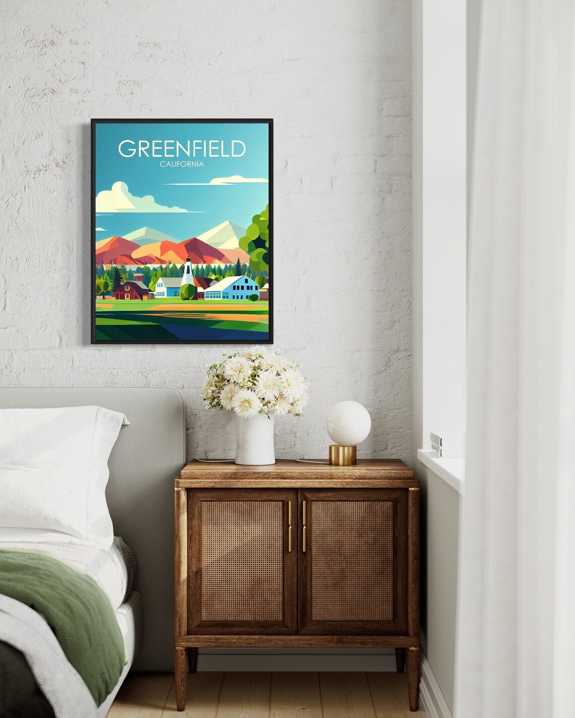 Greenfield California Charming Farm Town Church Mountains Poster - Image 2