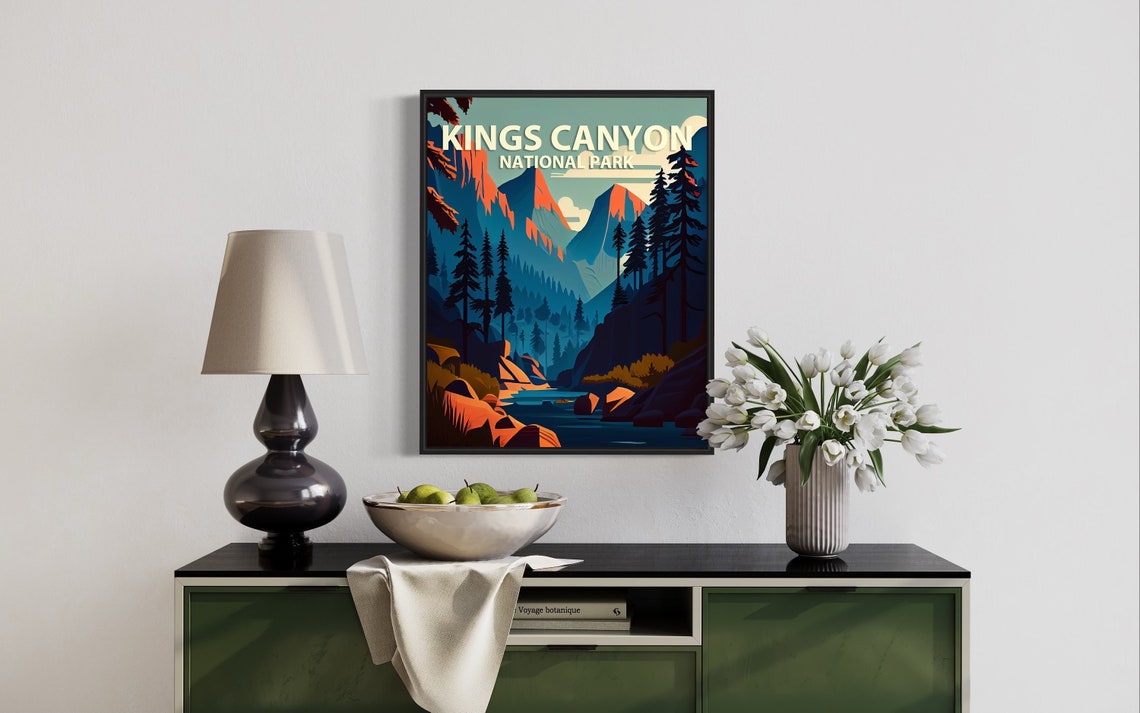Kings Canyon National Park Pine Forest Canyon Cliffs Retro Poster - Image 2