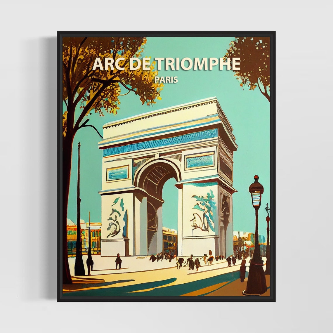 Arc de Triomphe Paris Autumn Avenue Vintage French Travel Poster