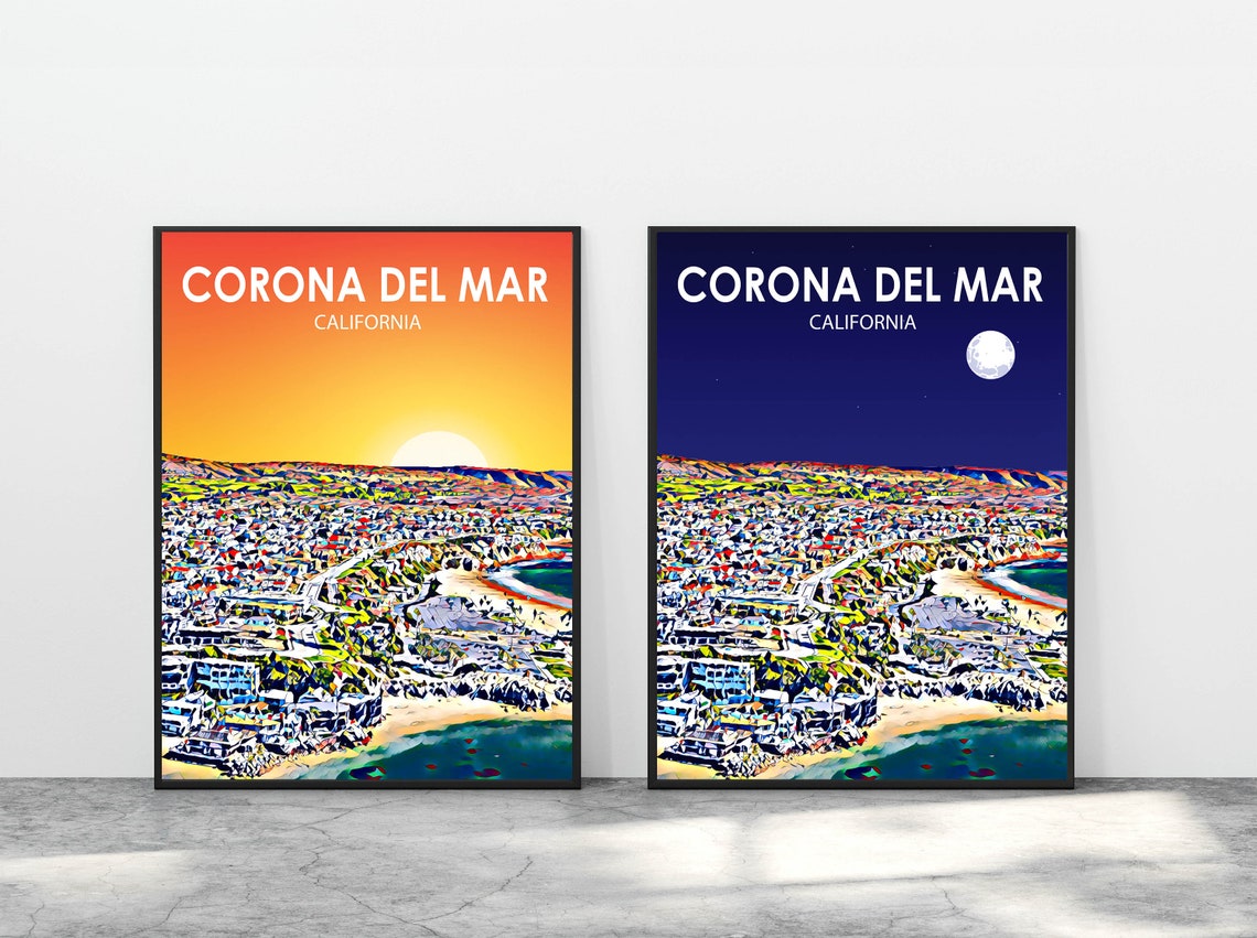 Corona Del Mar California Sunset Pacific Ocean Coast Aerial Poster - Image 3