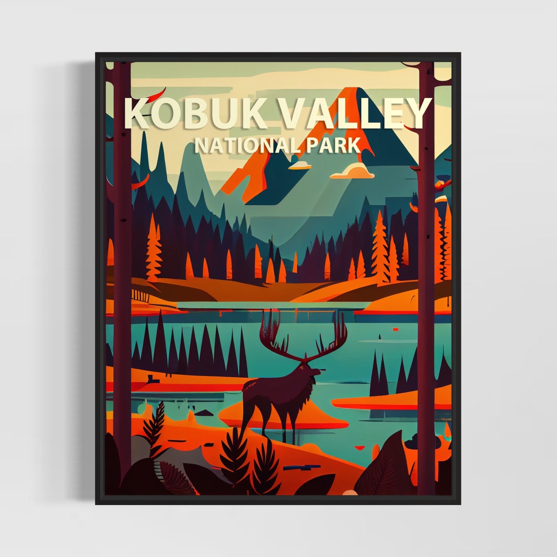 Kobuk Valley National Park Moose Alaska Wilderness Retro Poster
