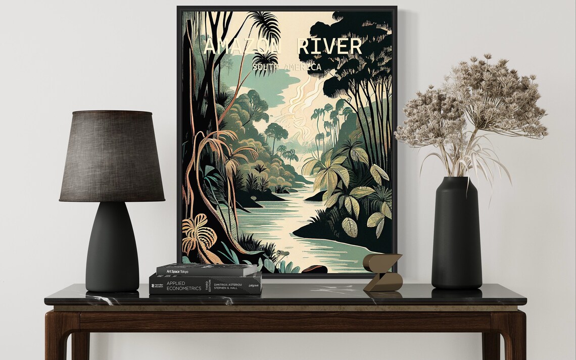 Amazon River South America Lush Jungle Waterway Vintage Travel Poster - Image 2