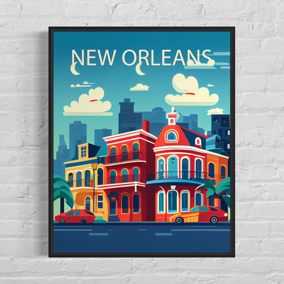 New Orleans Louisiana French Quarter Streets Vintage Travel Poster