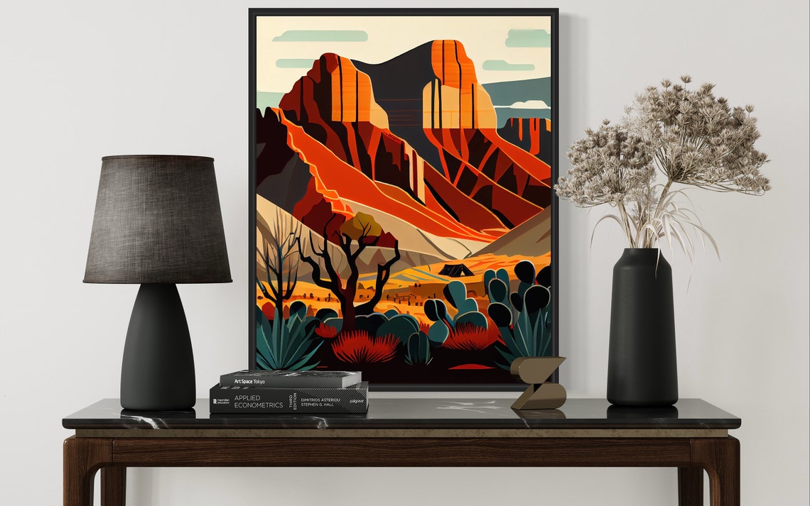 Guadalupe Mountains Texas Desert Red Rock Canyon Retro Poster - Image 3
