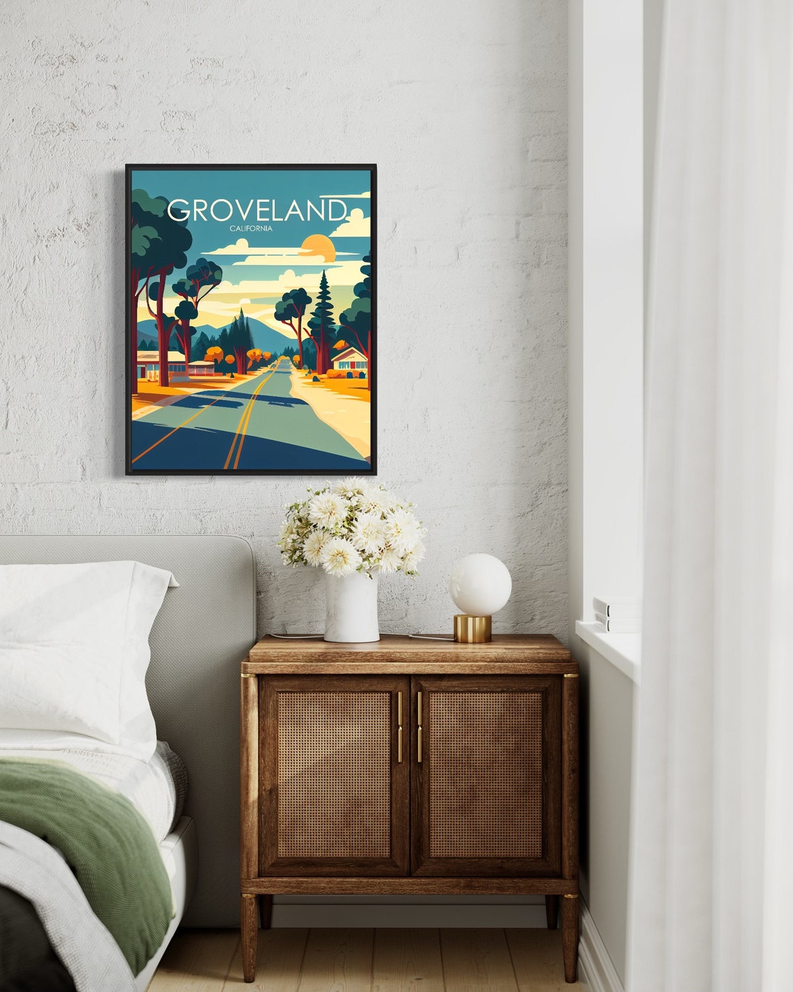 Groveland California Retro Small Town Road Scene Travel Poster - Image 2