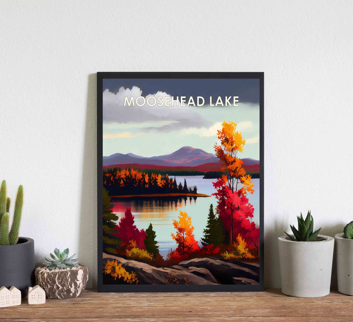 Moosehead Lake Maine Autumn Foliage Lake Reflection Scene Poster - Image 3