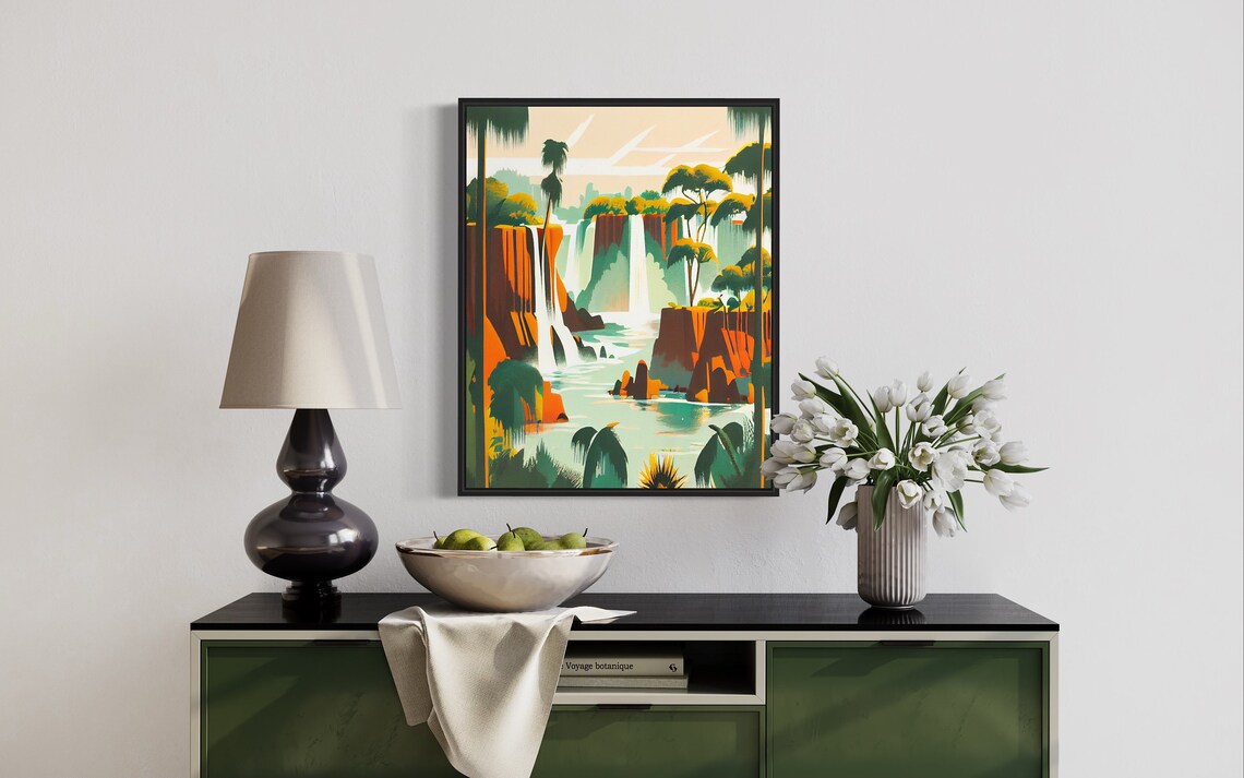 Iguazu Falls Waterfall Jungle Retro Travel Poster Vintage Illustration - Image 3