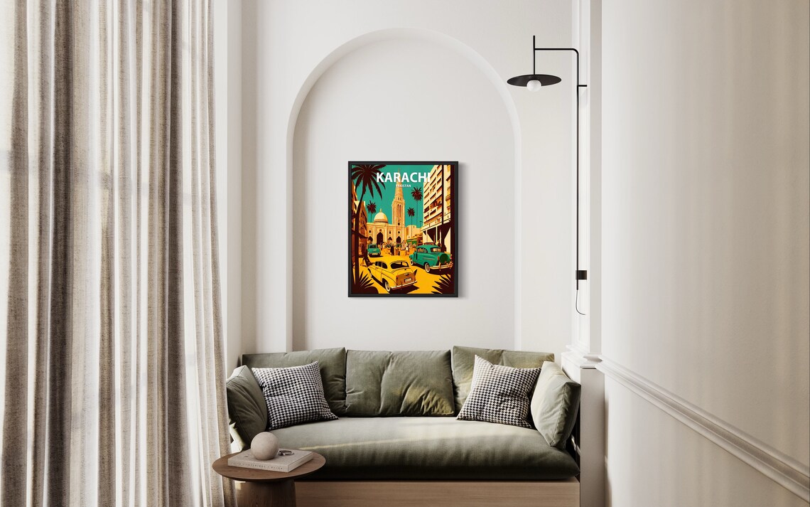 Karachi Pakistan Vintage Busy Street Scene Historic City Poster - Image 3