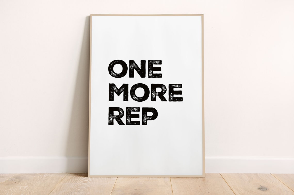 One More Rep Black Bold Typography Gym Workout Motivational Poster