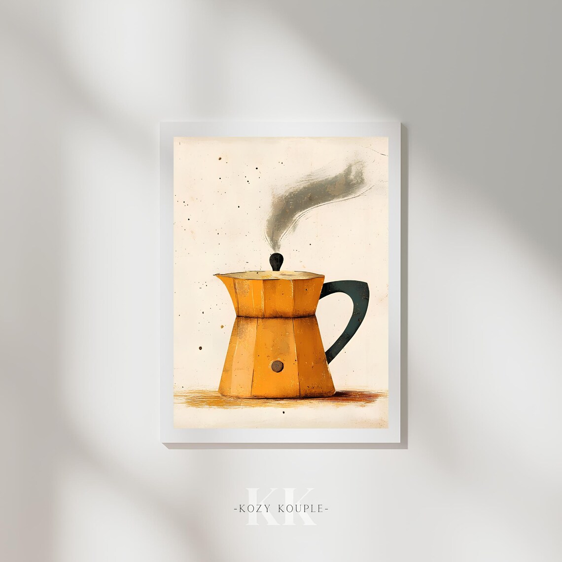 Yellow Moka Pot Retro Vintage Italian Stovetop Coffee Maker Wall Art - Image 4
